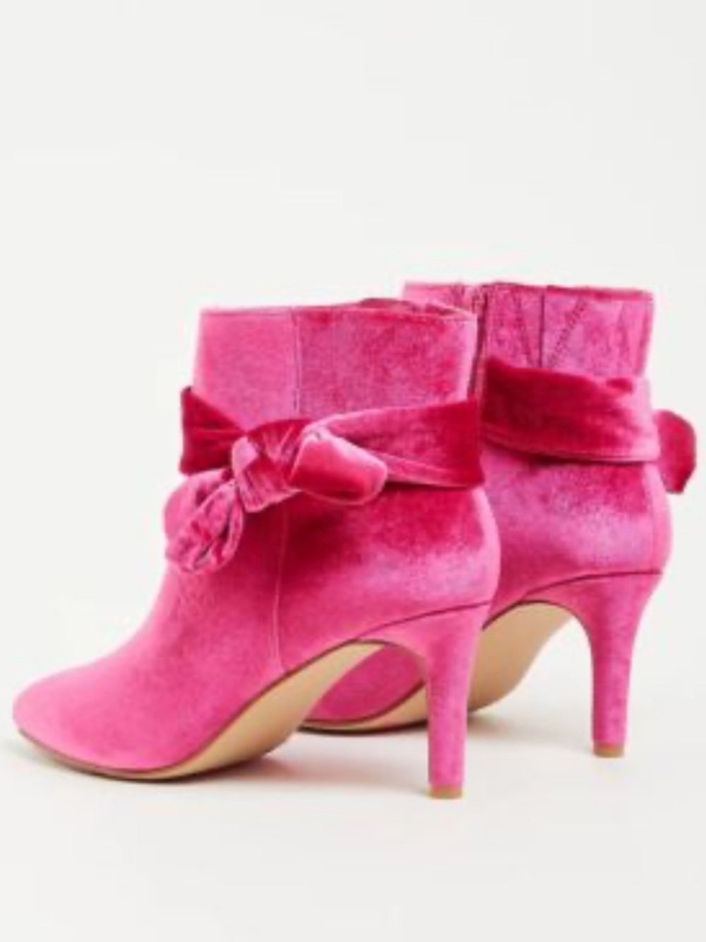 torrid Hot Pink Velvet Ankle Boots with Knot Accent